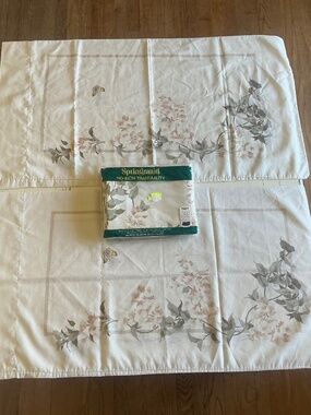 NIP Springmaid Vintage Queen Flat Sheet Key Largo Floral + 2 King pillowcases